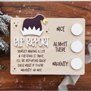 Znak Elf Report | Wiadomość od Elf Sign | Tablica wiadomości Elf | Suchościeralny znak Elf | Wiadomość od Twojego | Znak Elf | Akcesorium Elf