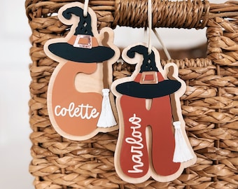 Etiqueta de bruja / Etiqueta de cesta de Halloween / Etiqueta de cesta boo / Etiqueta de Halloween personalizada / Etiqueta de bolsa de truco o trato