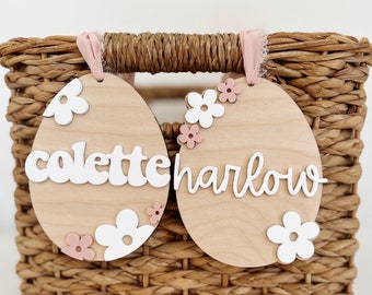 Floral Easter Basket Tag / Easter Bunny Basket Tag / Easter Basket Tag / personalized Easter Basket Tag