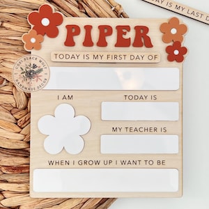 Signo del primer día de clases / Signo personalizado del primer día de clases / Borrado en seco Primer día de clases Foto Prop