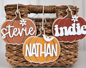 Etiqueta de calabaza / Etiqueta de cesta de Halloween / Etiqueta de cesta de dulces / Etiqueta de Halloween personalizada / Etiqueta de bolsa de truco o trato