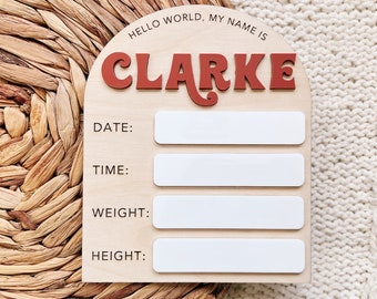 Birth Stat Sign| Baby Name Announcement | Birth Announcement | Dry Erase Stat Sign | Newborn Photo Prop