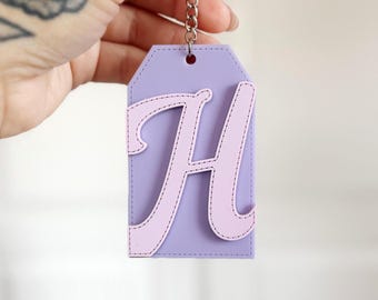 Etichetta iniziale cucita / Etichetta con nome per zaino / Portachiavi per zaino / Etichetta per borsa per pannolini / Etichetta per scatola per il pranzo / Portachiavi personalizzato / Portachiavi con nome per bambini