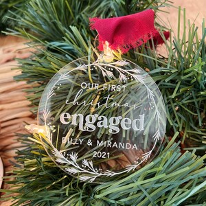 First Christmas Engaged Ornament / Keepsake Ornament / Personalized Christmas Ornament image 2