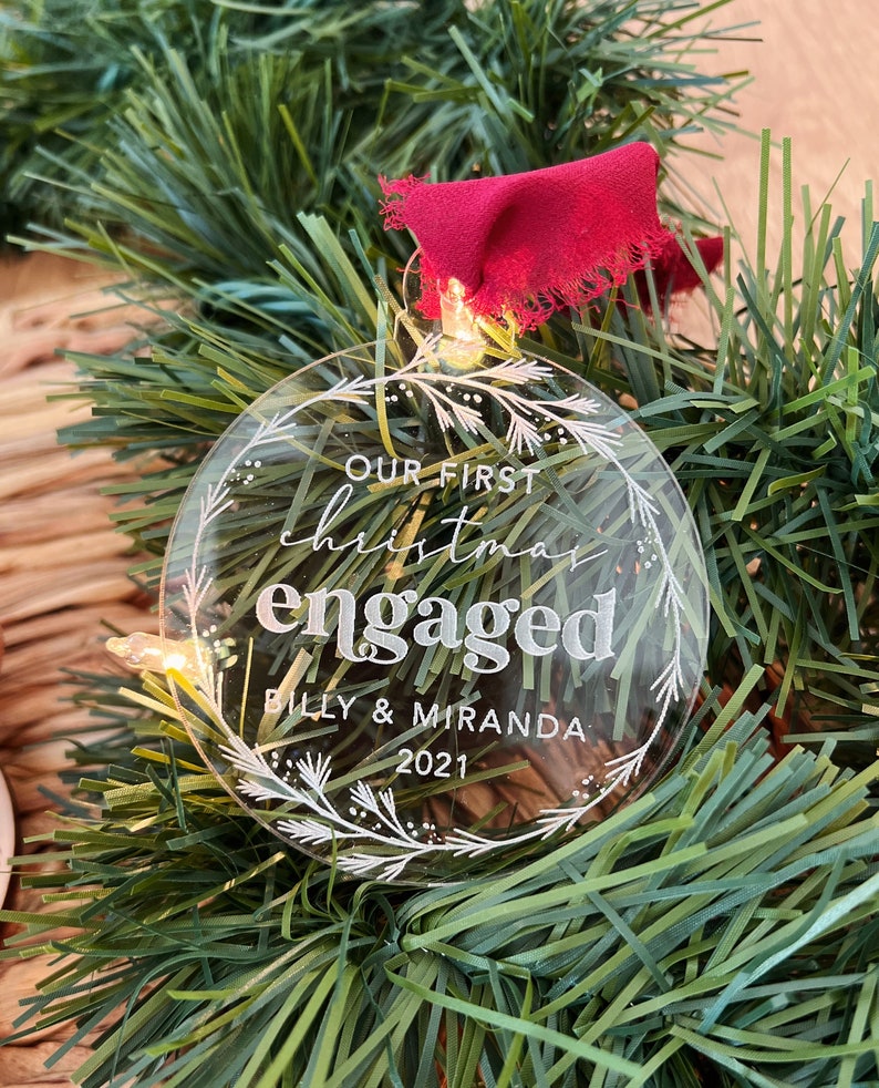 First Christmas Engaged Ornament / Keepsake Ornament / Personalized Christmas Ornament image 2