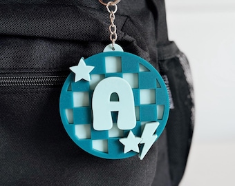Checkered Name Tag | Backpack Name Tag | Backpack Keychain | Diaper Bag Tag | Lunch Box Tag | Personalized Keychain | Kids Name Keychain