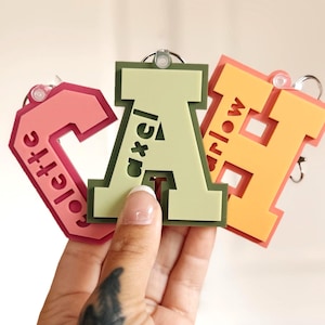 Varsity Letter Tag | Backpack Name Tag | Backpack Keychain | Diaper Bag Tag | Lunch Box Tag | Personalized Keychain | Kids Name Keychain