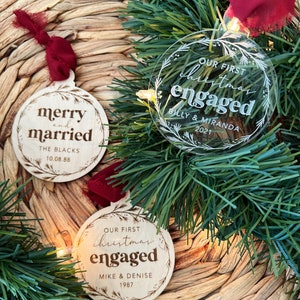 Merry & Married Ornament / Keepsake Ornament / Personalized Christmas Ornament image 2