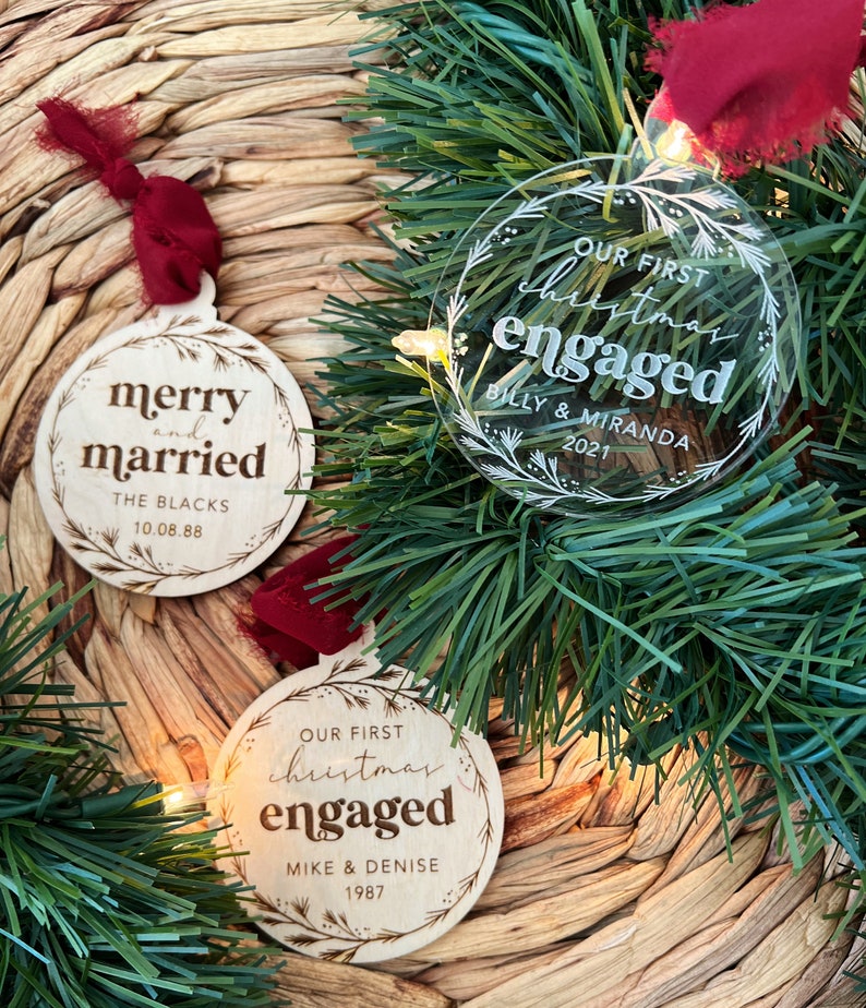 Merry & Married Ornament / Keepsake Ornament / Personalized Christmas Ornament image 2