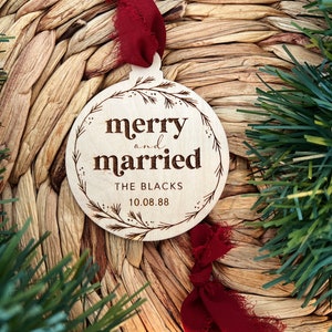 Merry & Married Ornament / Keepsake Ornament / Personalized Christmas Ornament image 3