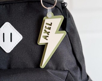 Lightening Bolt Tag | Backpack Name Tag | Backpack Keychain | Diaper Bag Tag | Lunch Box Tag | Personalized Keychain | Kids Name Keychain