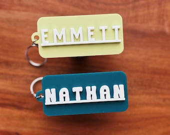 Etiqueta de acrílico para nombre / Etiqueta para mochila / Llavero para mochila / Etiqueta para pañalera / Etiqueta para lonchera / Llavero personalizado / Llavero con nombre para niños