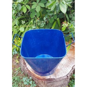 Pack of 3 Glossy Blue Metal Buckets
