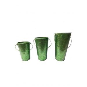 Pack of 3 Glossy Green Metal Buckets