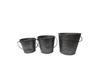 Pack of 3 Trendy style Galvanised Metal Buckets