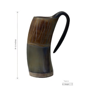 Viking Horn Mugs, Beautiful Black Wooden Design Hand Crafted Large Stein Tankard Horn Beer Mug / Coffee Mug
