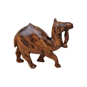 Bellissimo piccolo cammello in legno naturale dipinto a mano, ideale come decorazione per la casa/regalo, arredamento per l'ufficio e per la casa.