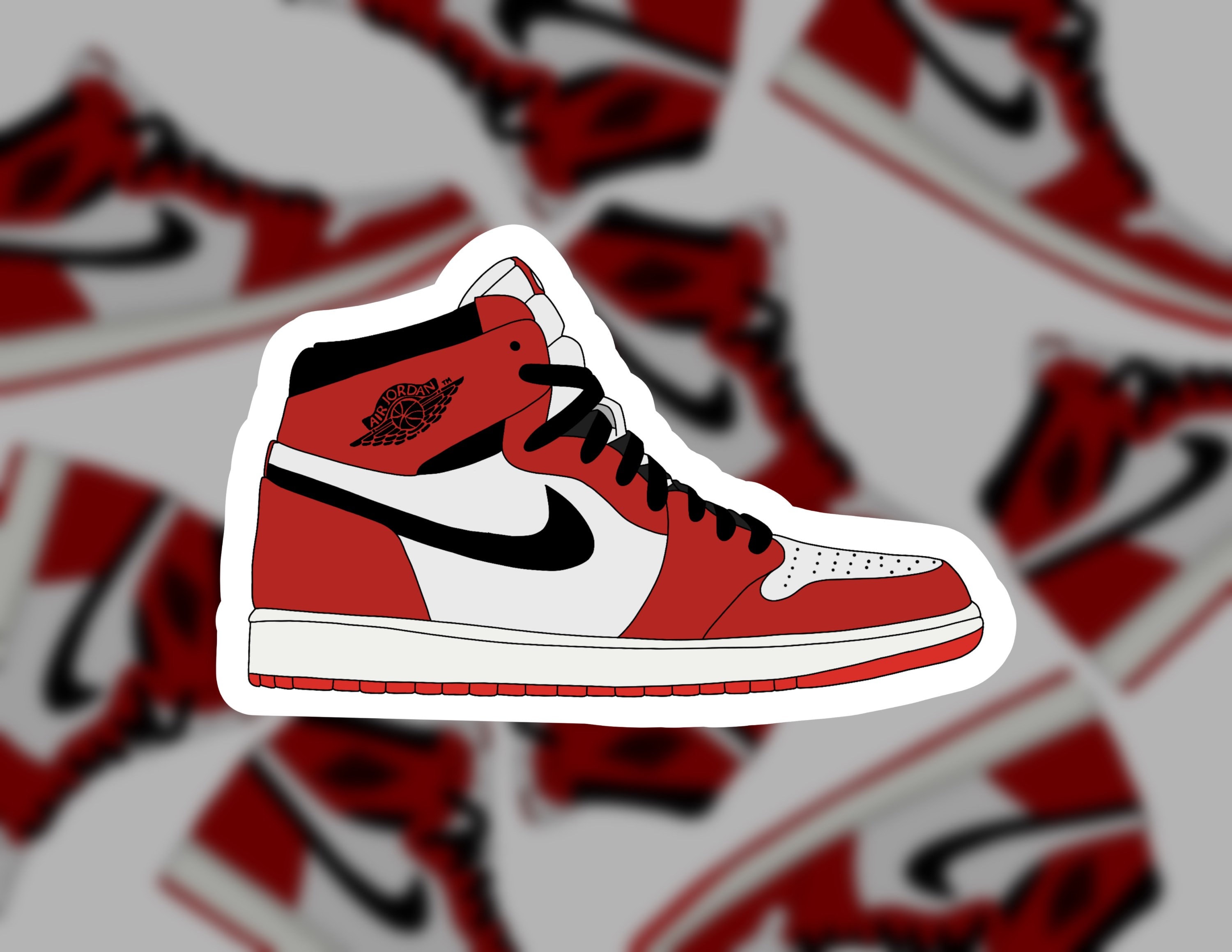 Air Jordans 1 Classic Red 3in Sticker Waterproof/weatherproof Jordan ...