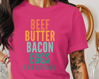 Fleischfresser T-Shirt Rinderbutter Speck Eier Geschenk für Frauen & Männer Fleischesser Geschenk T-Shirt Real Human Diet Steak Lover T-Shirt, Primal Diet Lion Diet