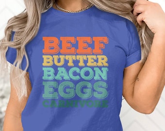 Fleischfresser T-Shirt Rinderbutter Speck Eier Geschenk für Frauen & Männer Fleischesser Geschenk T-Shirt Real Human Diet Steak Lover T-Shirt, Primal Diet Lion Diet