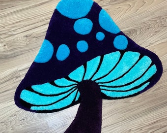 Handmade Tufted Mushroom Rug: Psychedelic Cottagecore Decor, Custom Colors