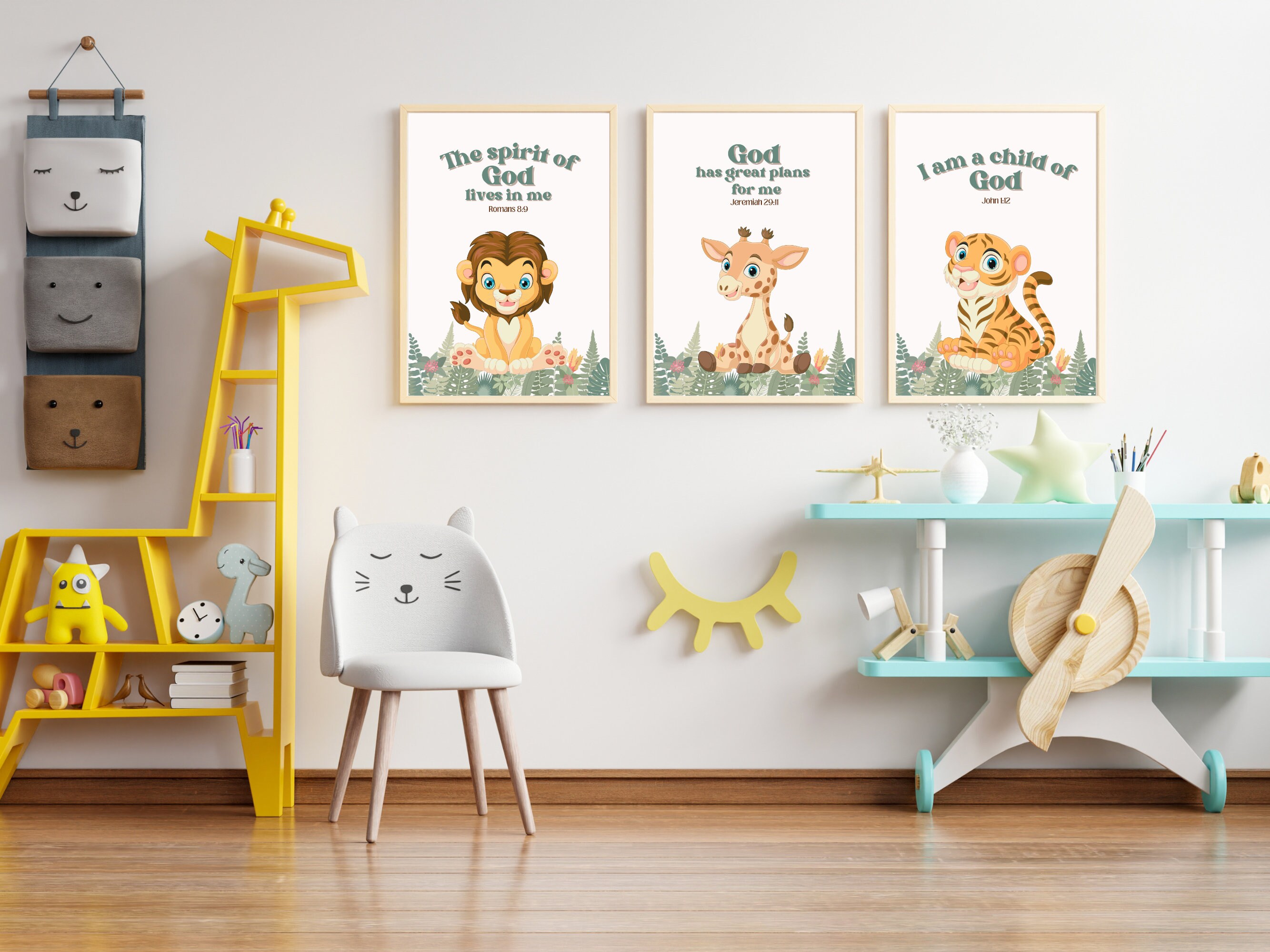 Safari Animal Nursery Prints: Christian Bible Verse Art (set of 3 ...