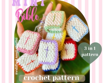 Crochet Mini Bible Keychain Pattern, Heart and Cross, 3-in-1 (PDF Pattern)