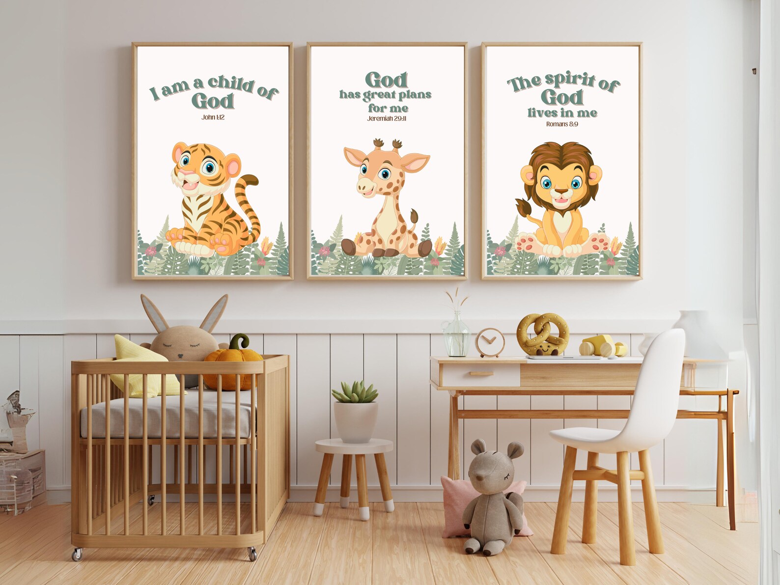 Safari Animal Nursery Prints: Christian Bible Verse Art (set of 3 ...
