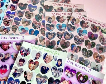 b-grade kpop hearts sticker sheet