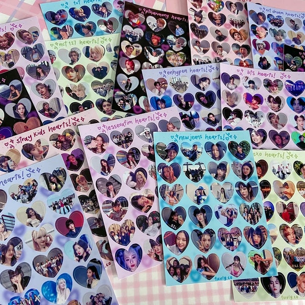 kpop hearts sticker sheet