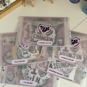 stray kids member bias pack - stickers, photo and collage print | bangchan lee know changbin hyunjin han felix seungmin i.n.