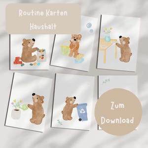 Routinekarten Haushalt digital, Haushaltsaufgaben Kinder zum Download PDF, Geschenk Kleinkinder, Routiplan für zuhause Kinder, 17 Motive