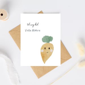 Karte Ostern „Ich mag dich volle Möhre“, A6 Format, Oster Aquarell Motiv Postkarte, Geschenkidee Ostern, Ostergrußkarte