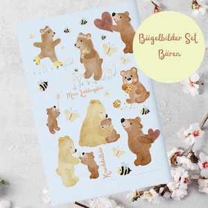 Set di immagini termoadesive orsetti A5, orsetto coccoloso, orsetto preferito, ideale per vestitini per neonati e bambini o come regalo per neonati alla nascita