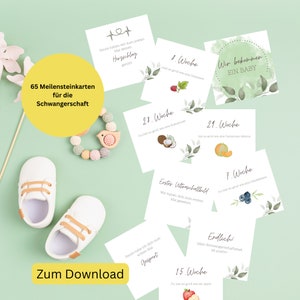 65 Meilensteinkarten für die Schwangerschaft, digital zum Download, Geschenk zur Babyparty, Meine Schwangerschaft, Geschenke für Schwangere