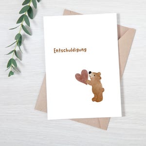 Postkarte - Entschuldigung, Es tut mir leid, süße Entschuldigungskarte, Verzeih mir Karte A6, sorry sagen Bär