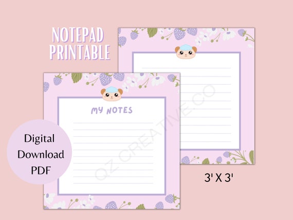 Cute Printable Sticky Notes Printable Memopad Printable | Etsy