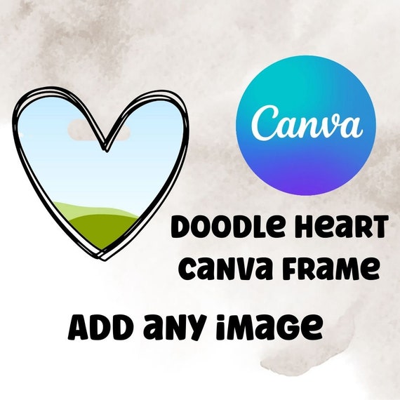 Doodle heart frame for canva. Add any image and download