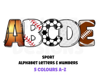 Sport Clipart Letters | 300dpi | Transparent png | 5 styles of Alphabet Letters A-Z | Uppercase letters