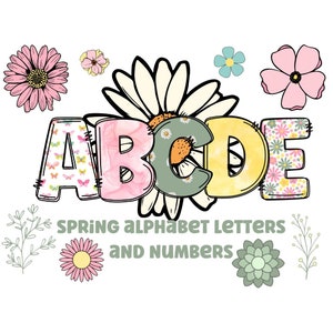 Alfabeto de flores de primavera, letras PNG, fuente de primavera, alfabeto de primavera, letras de primavera, clipart de primavera, alfabeto floral, letras florales, flores