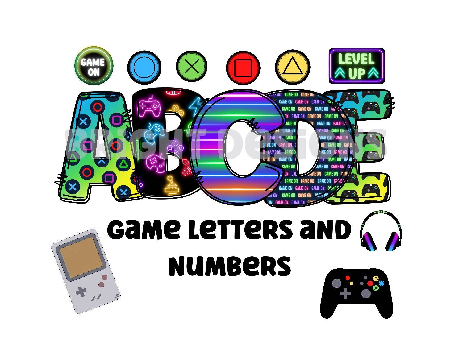Gaming clipart letters 300dpi transparent png. 5 styles of alphabet letters A-Z. Uppercase letters