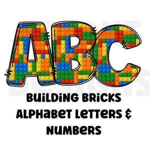 Building bricks alphabet clipart letters 300dpi transparent png. 1 set of alphabet letters A-Z. Uppercase letters and numbers