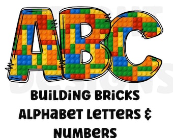 Building bricks alphabet clipart letters 300dpi transparent png. 1 set of alphabet letters A-Z. Uppercase letters and numbers