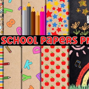 Papeles kraft digitales escolares. Archivos png de 300 ppp.