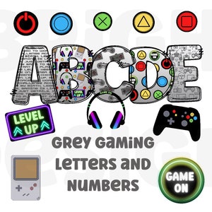 Gaming grau Cliparts Alphabet Buchstaben 300dpi transparent png. 5 Arten von Alphabet Buchstaben A-Z. Großbuchstaben