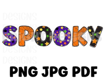 Spooky Halloween word art graphic 300dpi transparent png, pdf and jpg