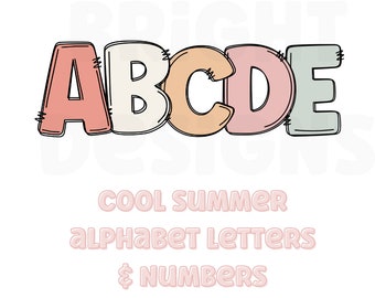 Cool summer alphabet png clipart letters 300dpi transparent png. 5 styles of alphabet letters A-Z. Uppercase letters