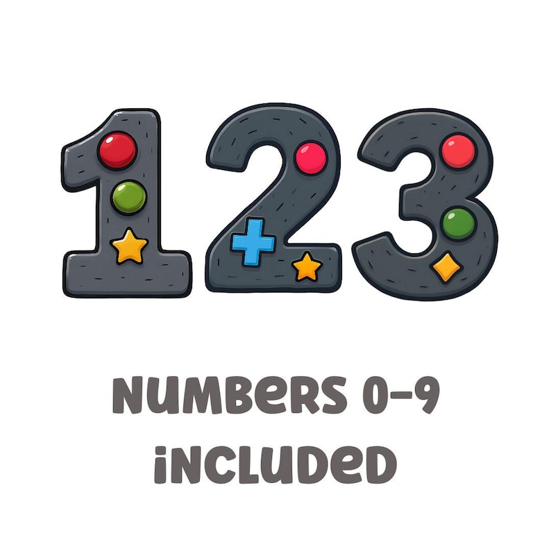 Game Controller Alphabet Clipart: A-Z Letters & Numbers (300dpi PNG ...