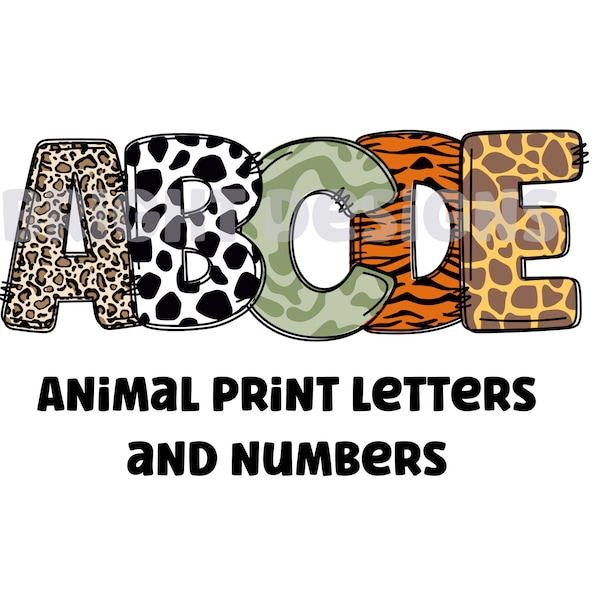 Animal print clipart letters 300dpi transparent png. 5 styles of alphabet letters A-Z. Uppercase letters