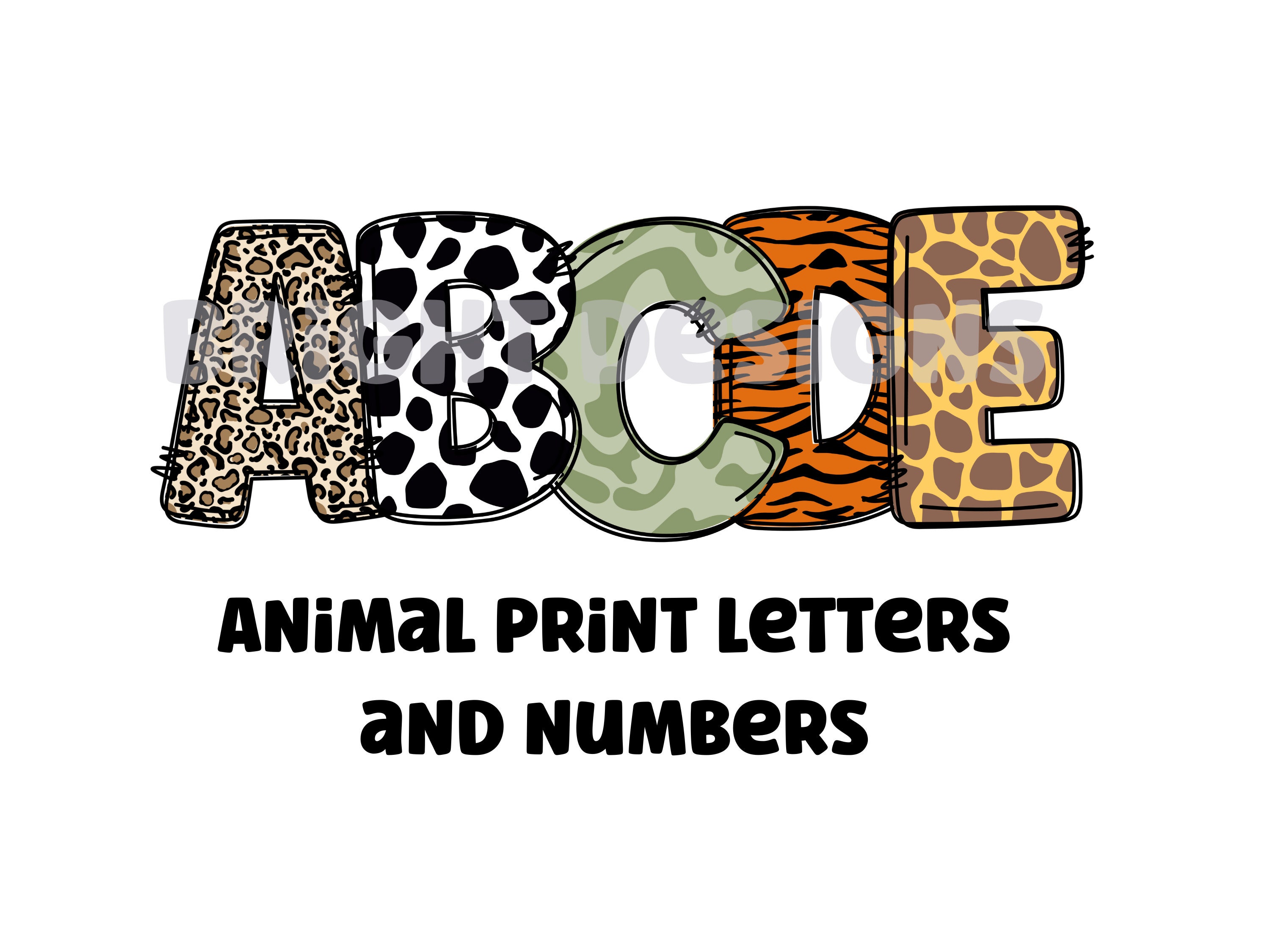 Animal Print Clipart Letters 300dpi Transparent Png. 5 Styles of